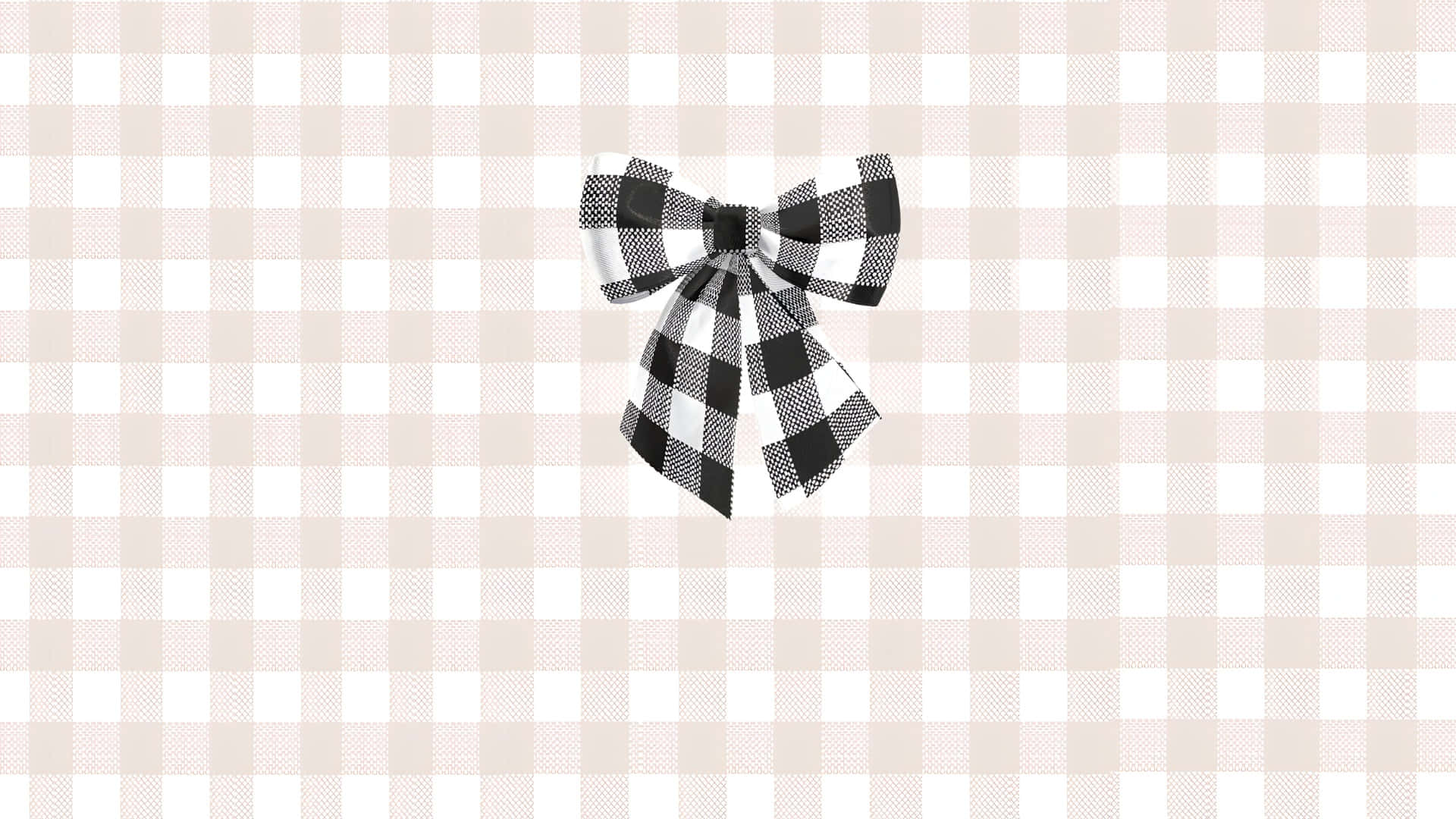 black bow, buffalo check, beige and white gingham background, Full HD Desktop Wallpaper