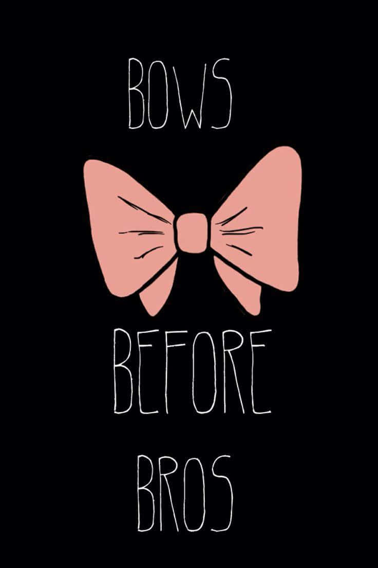 bows before bros, pink bow, black background, SD Phone Wallpaper