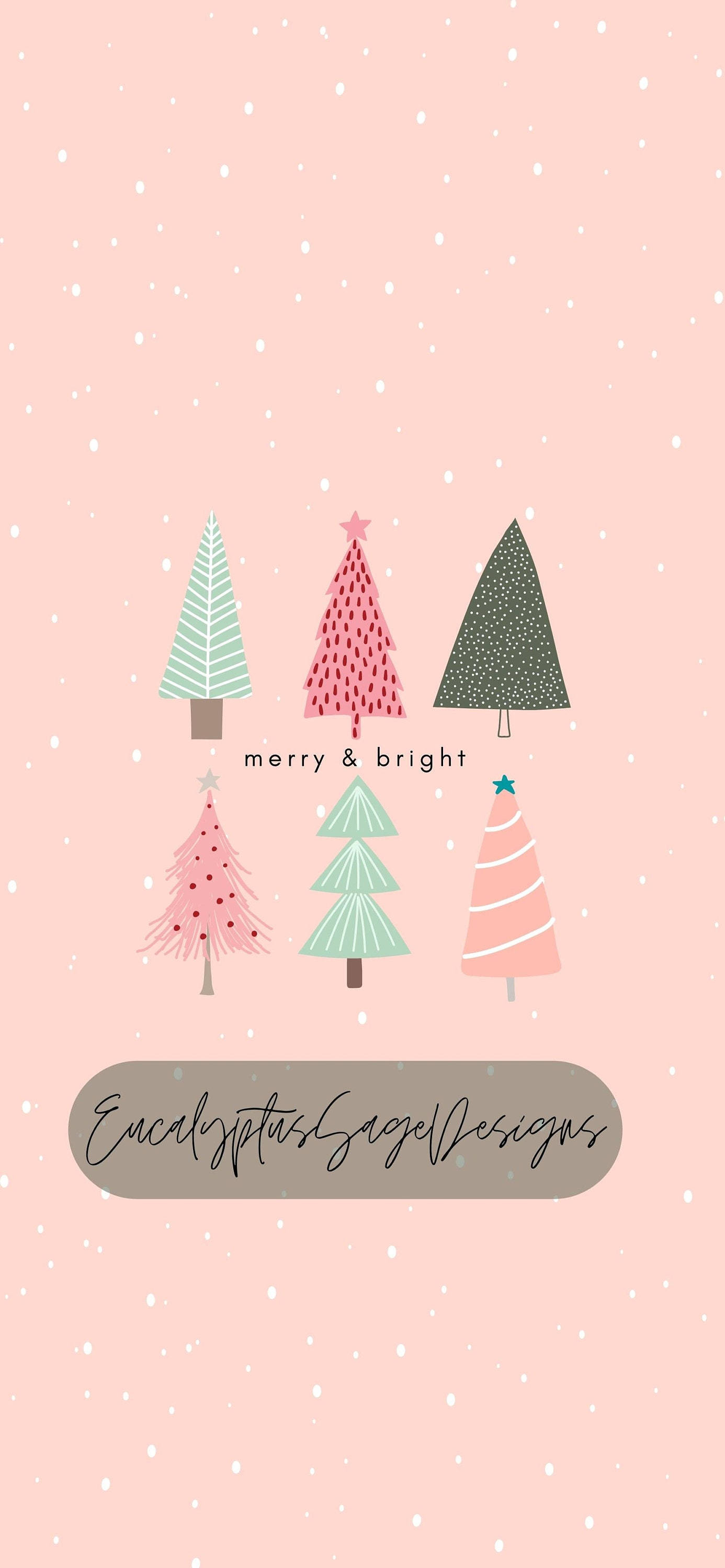 Preppy Christmas, pastel pink, mint, 2K Phone Wallpaper