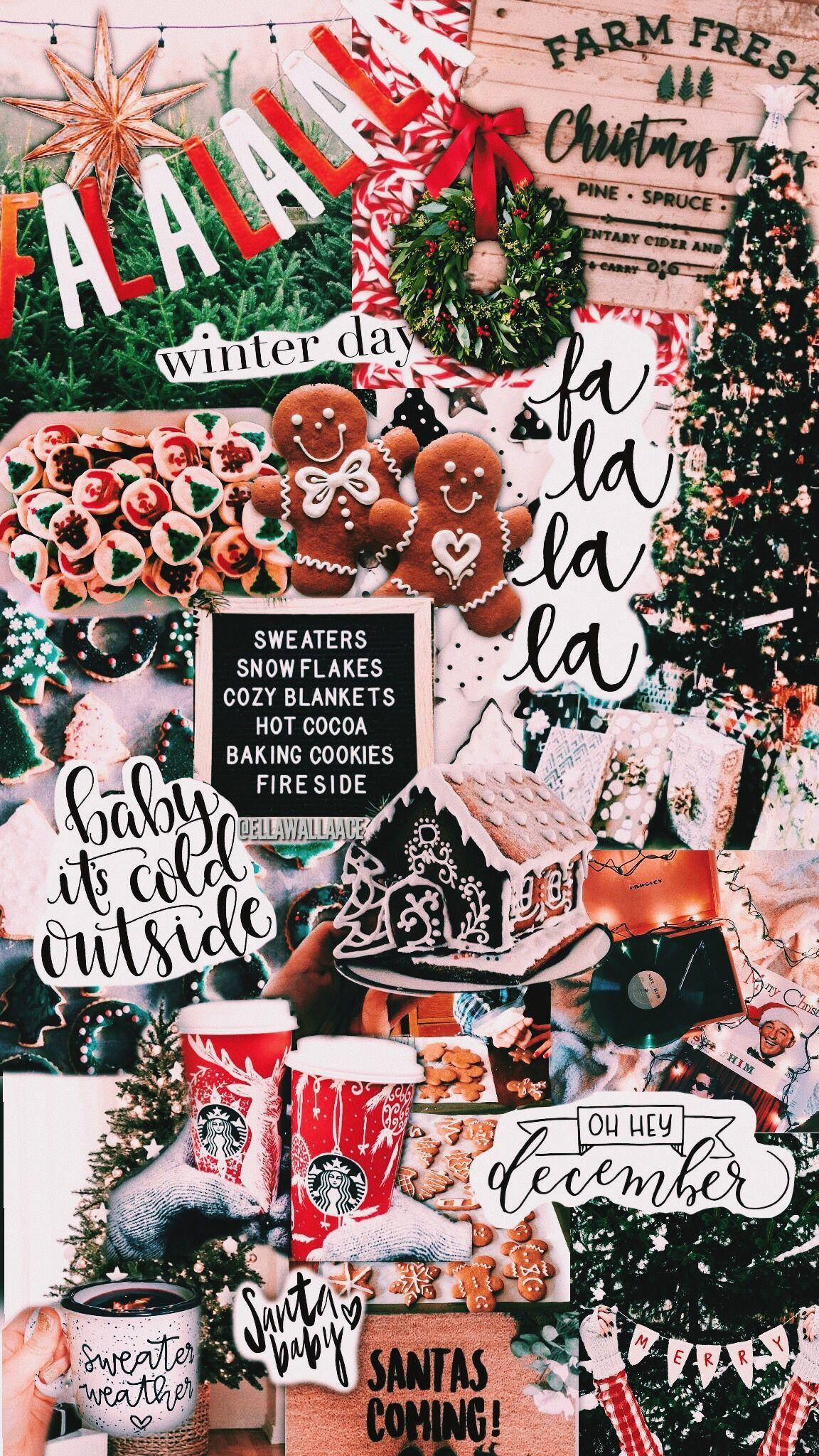 Preppy Christmas, Pink Collage, Christmas decorations, Full HD Phone Wallpaper