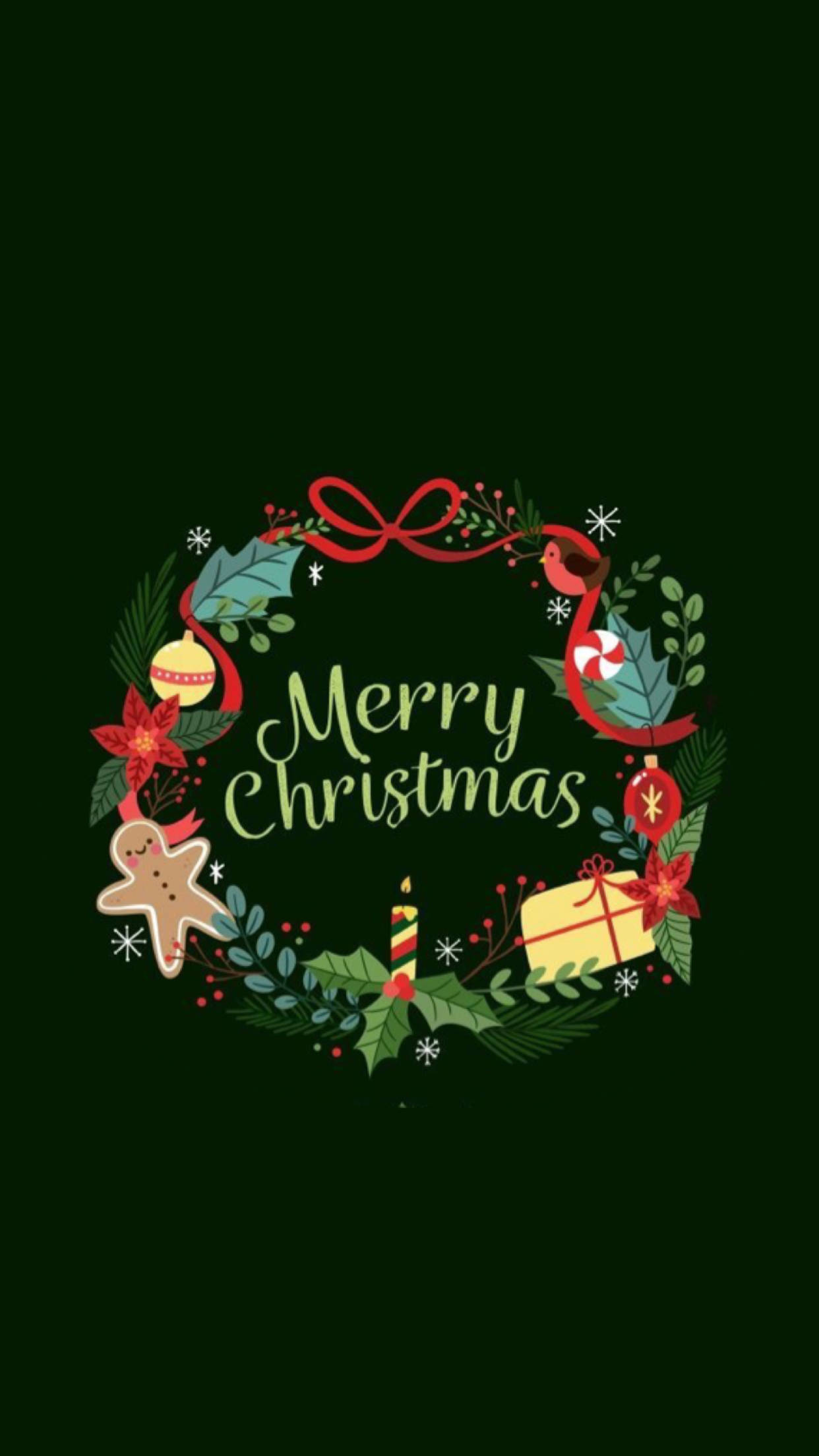 Preppy Christmas, iPhone Screen Display, Christmas wreath, Full HD Phone Wallpaper