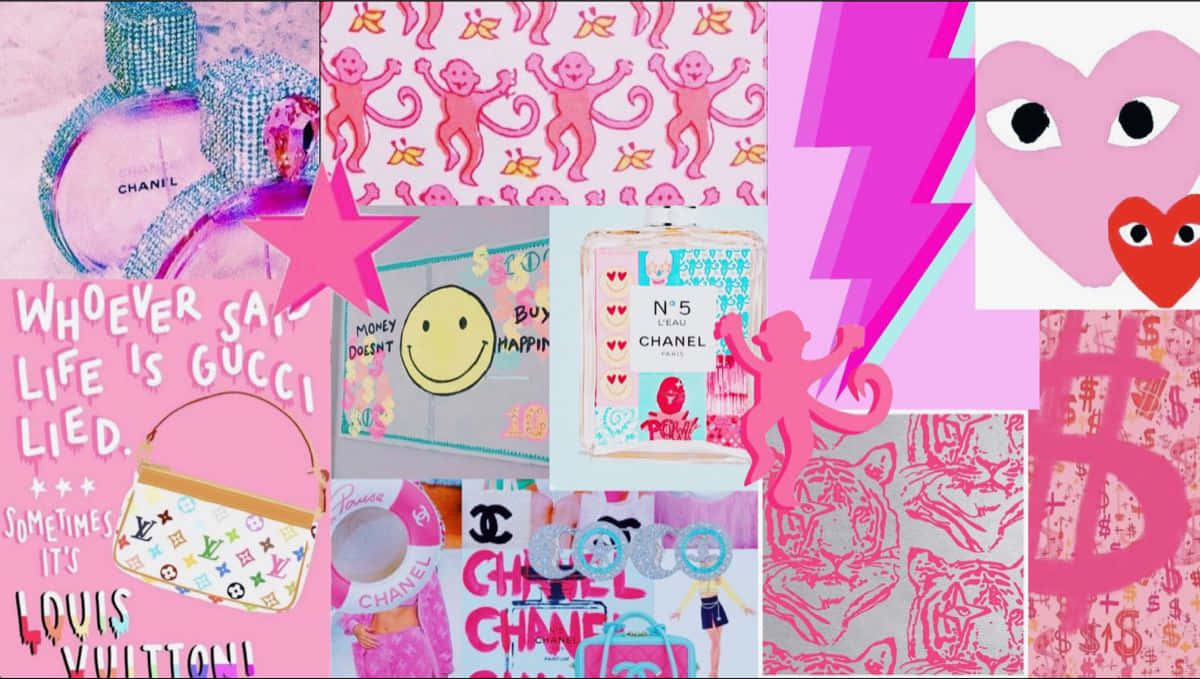 Preppy Desktop, vibrant pink, luxury brand items, SD Desktop Wallpaper