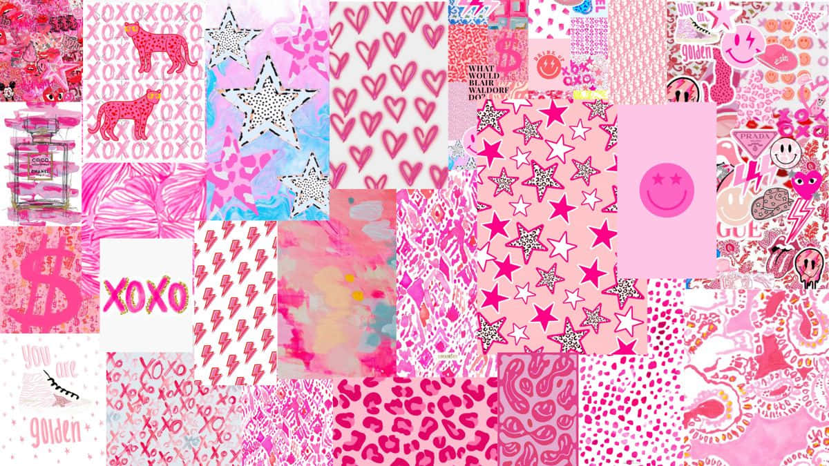 pink, hearts, stars, SD Desktop Wallpaper