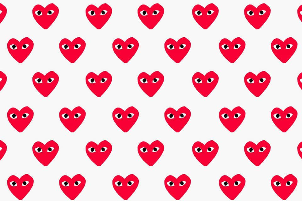 red hearts, cartoon eyes, white background, SD Desktop Wallpaper