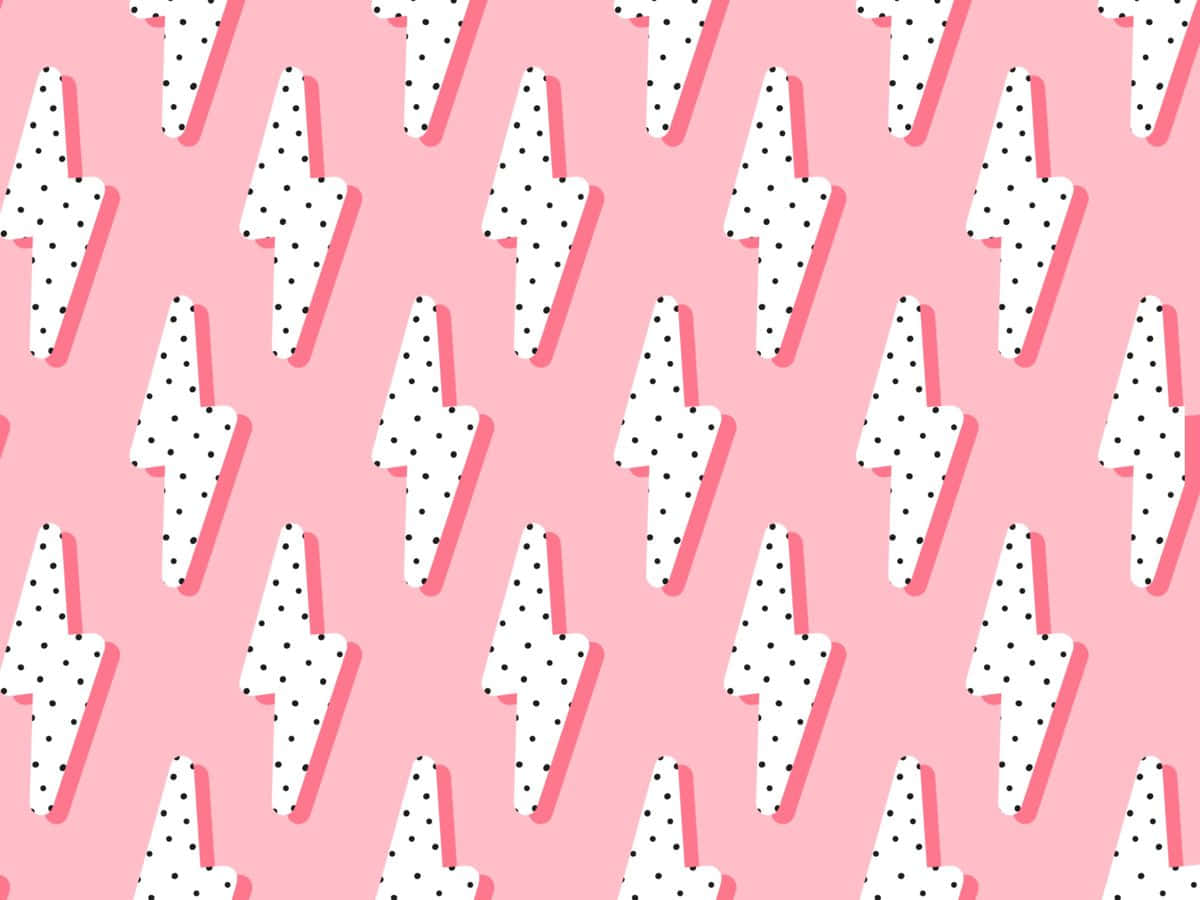 pink, white lightning bolts, black polka dots, SD Desktop Wallpaper