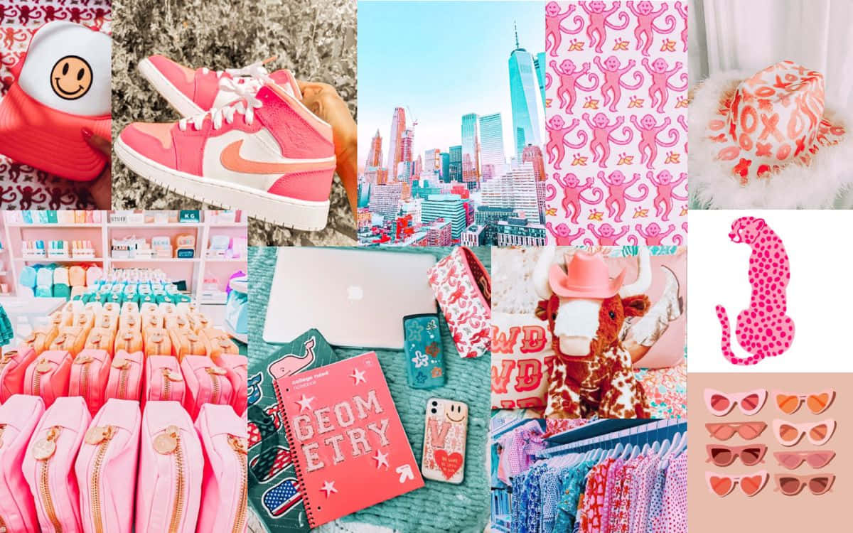 Preppy Desktop, pink-themed, sneakers, SD Desktop Wallpaper