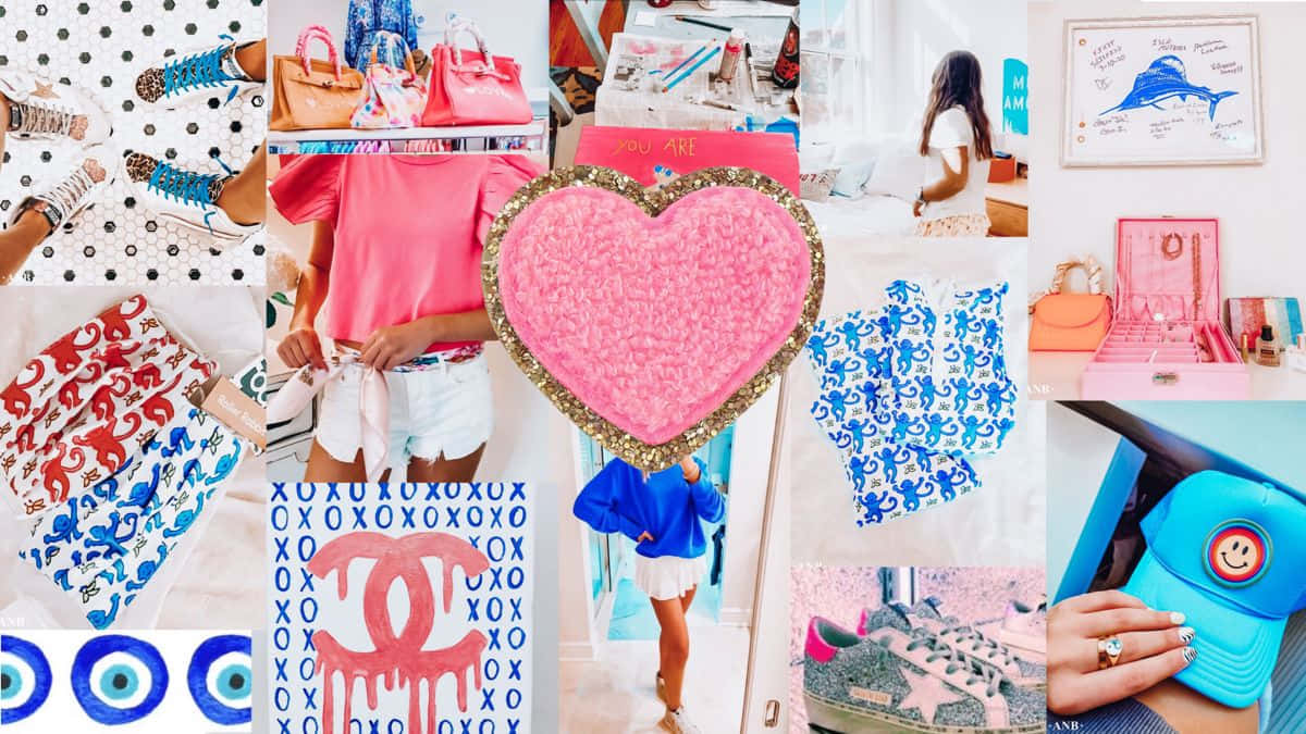 Preppy Desktop, pink, blue, SD Desktop Wallpaper