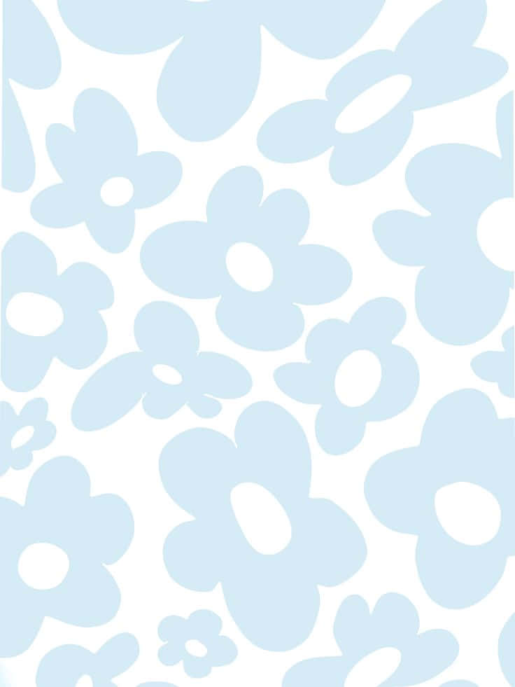 blue floral pattern, soft blue stylized flowers, clean white background, SD Phone Wallpaper