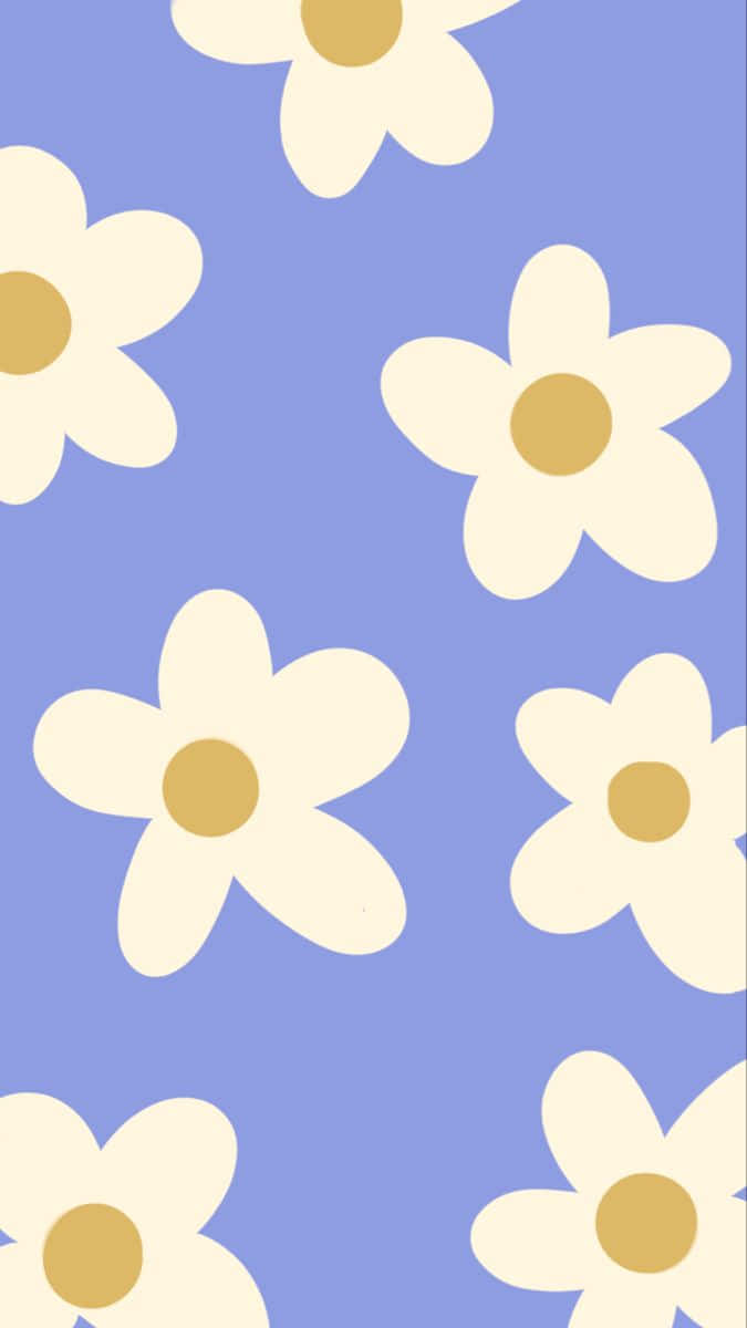Preppy Flower, cream flowers, gold centers, SD Phone Wallpaper