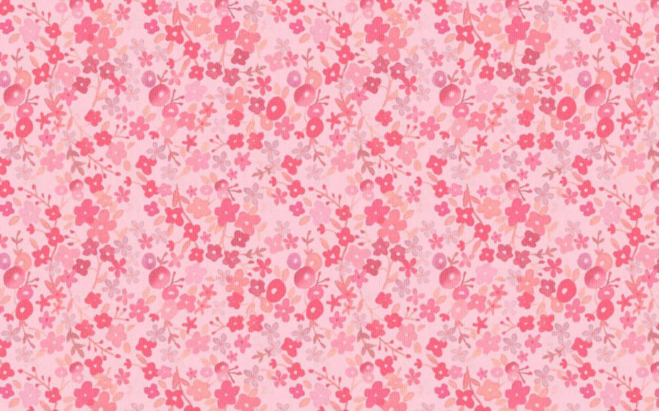 pink floral pattern, cherry blossoms, circular accents, HD Desktop Wallpaper
