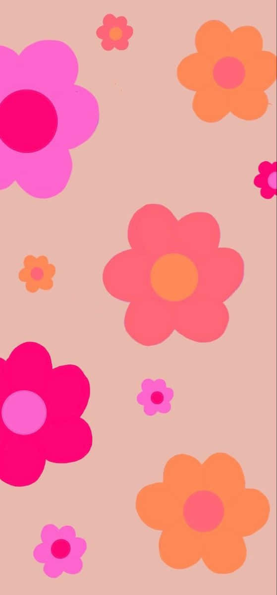 Preppy Pink Flower Pattern, pastel pink, bold stylized flowers, SD Phone Wallpaper