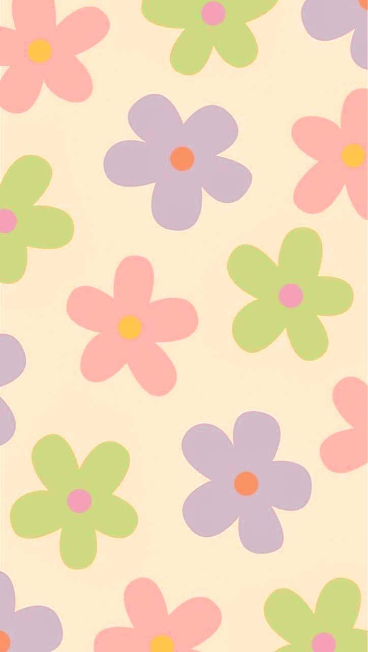pastel floral pattern, pink, green, HD Phone Wallpaper