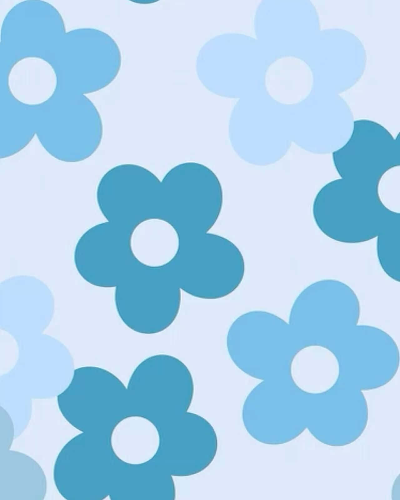 blue floral pattern, stylized blue flowers, white centers, HD Phone Wallpaper