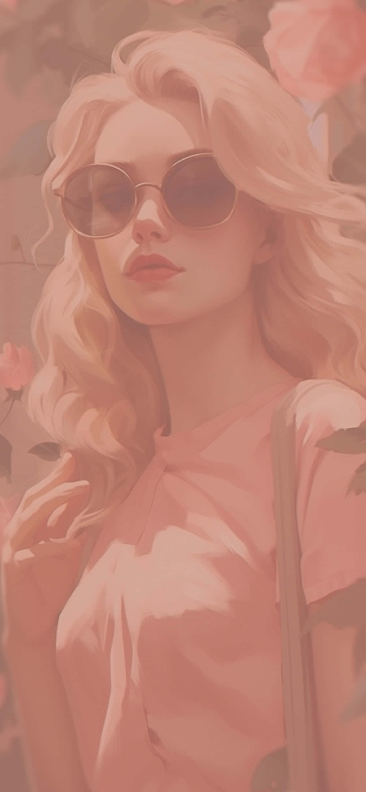 Preppy Girl, pink, sunglasses, 2K Phone Wallpaper
