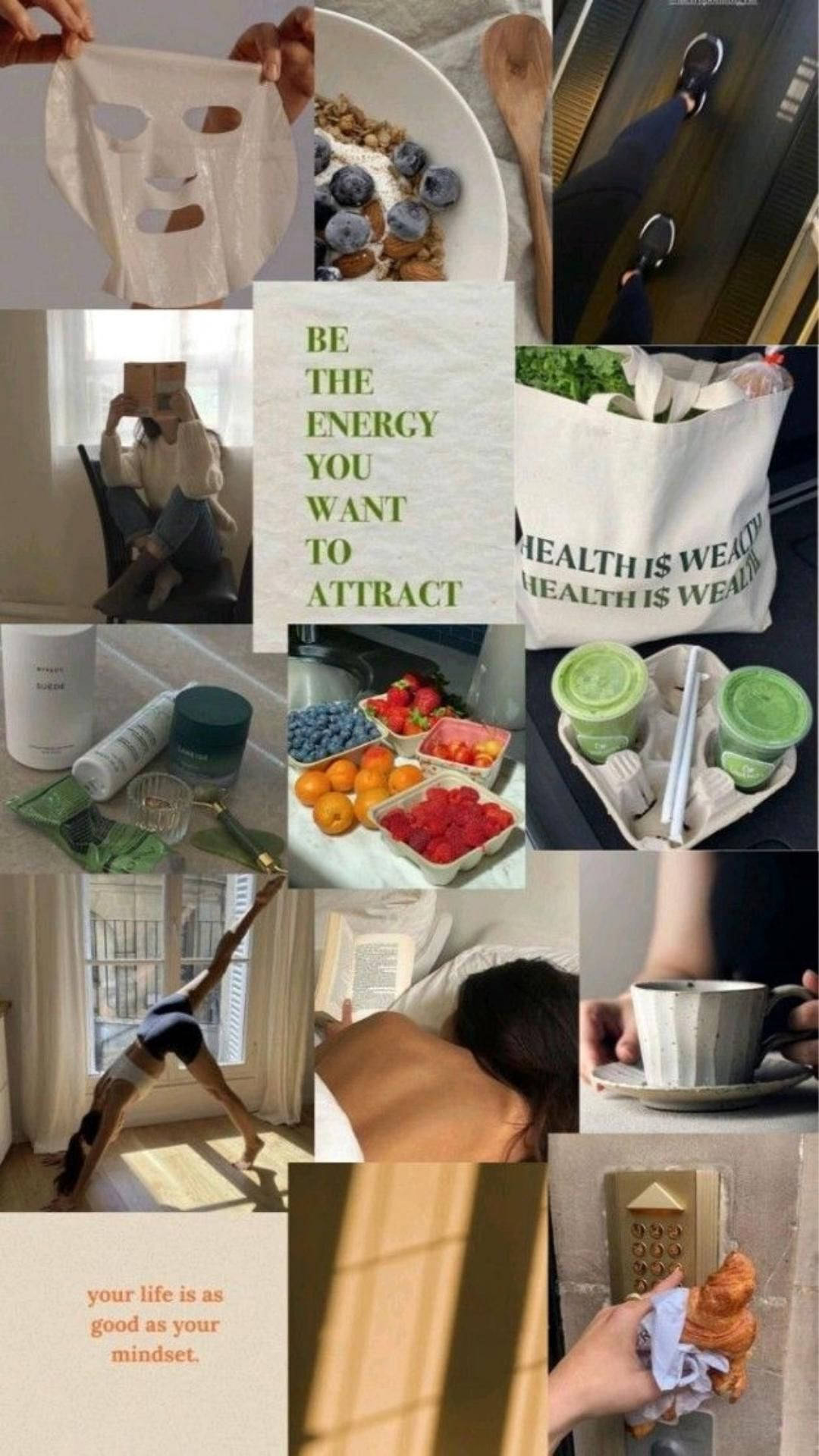 That Girl Aesthetic, Pamper Day Collage, face mask, Full HD Phone Wallpaper