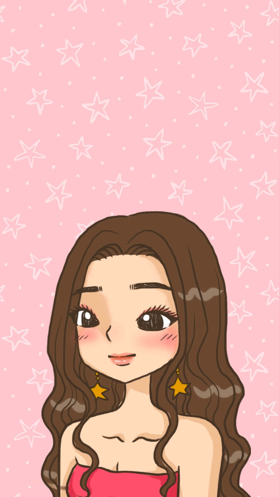 Preppy Girl, anime girl, long brown hair, Full HD Phone Wallpaper