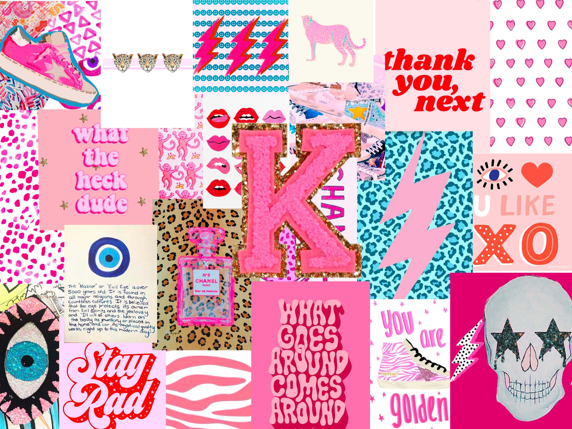 Vibrant pink, teal, collage, Full HD Desktop Wallpaper