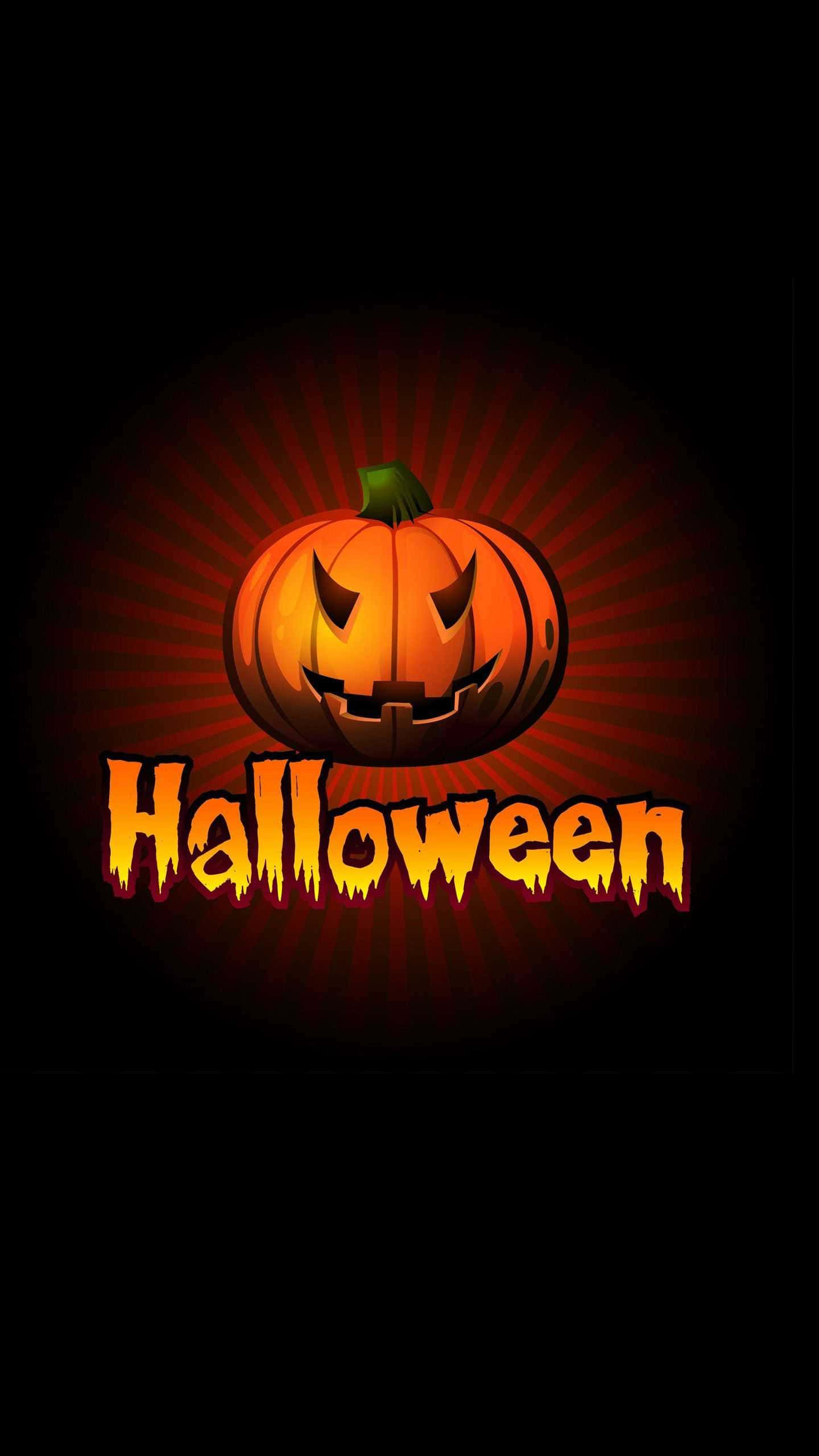 glowing jack-o'-lantern, menacing grin, fiery orange light, 2K Phone Wallpaper