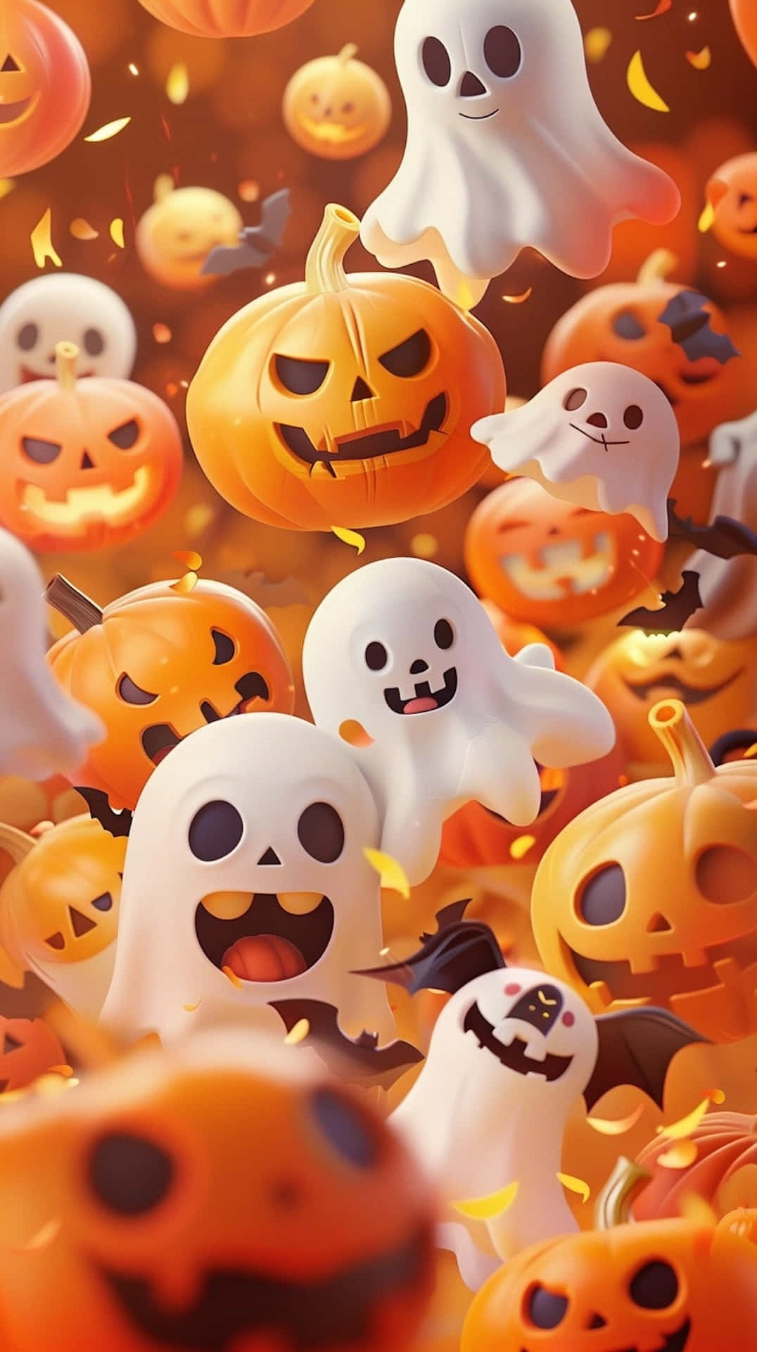 Preppy Halloween, jack-o'-lanterns, ghosts, Full HD Phone Wallpaper