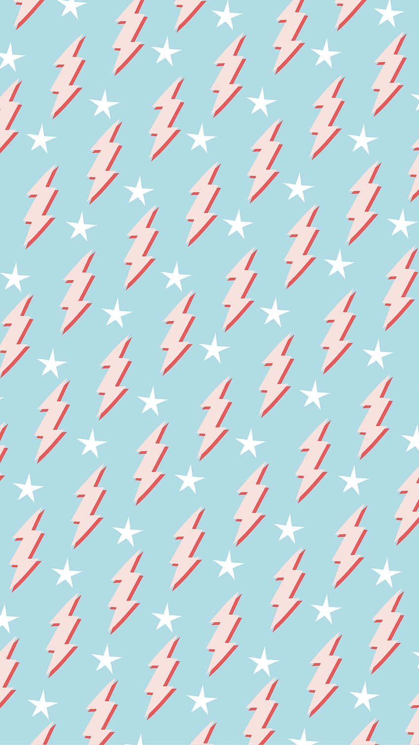 blue thunderbolt, pink lightning bolts, white stars, HD Phone Wallpaper