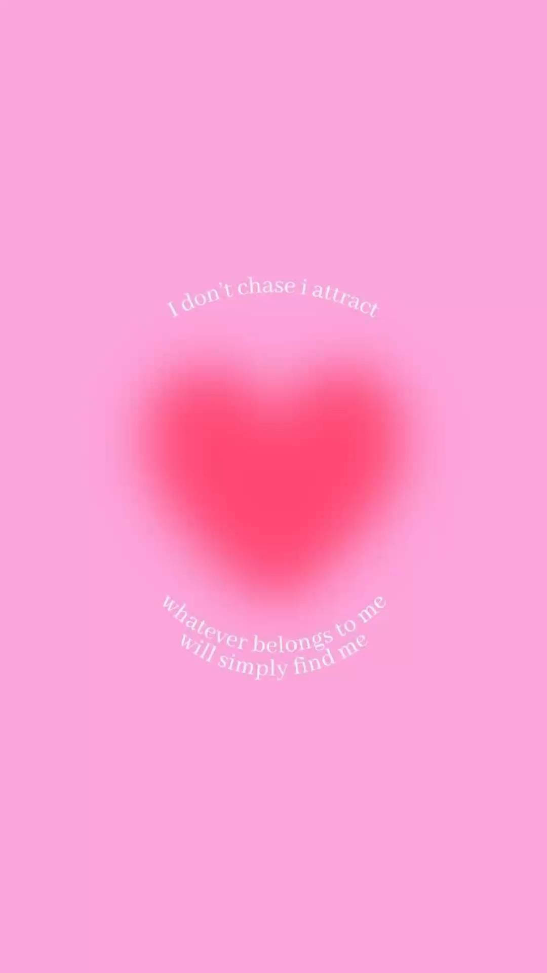 pink, soft pink background, blurred red heart, Full HD Phone Wallpaper