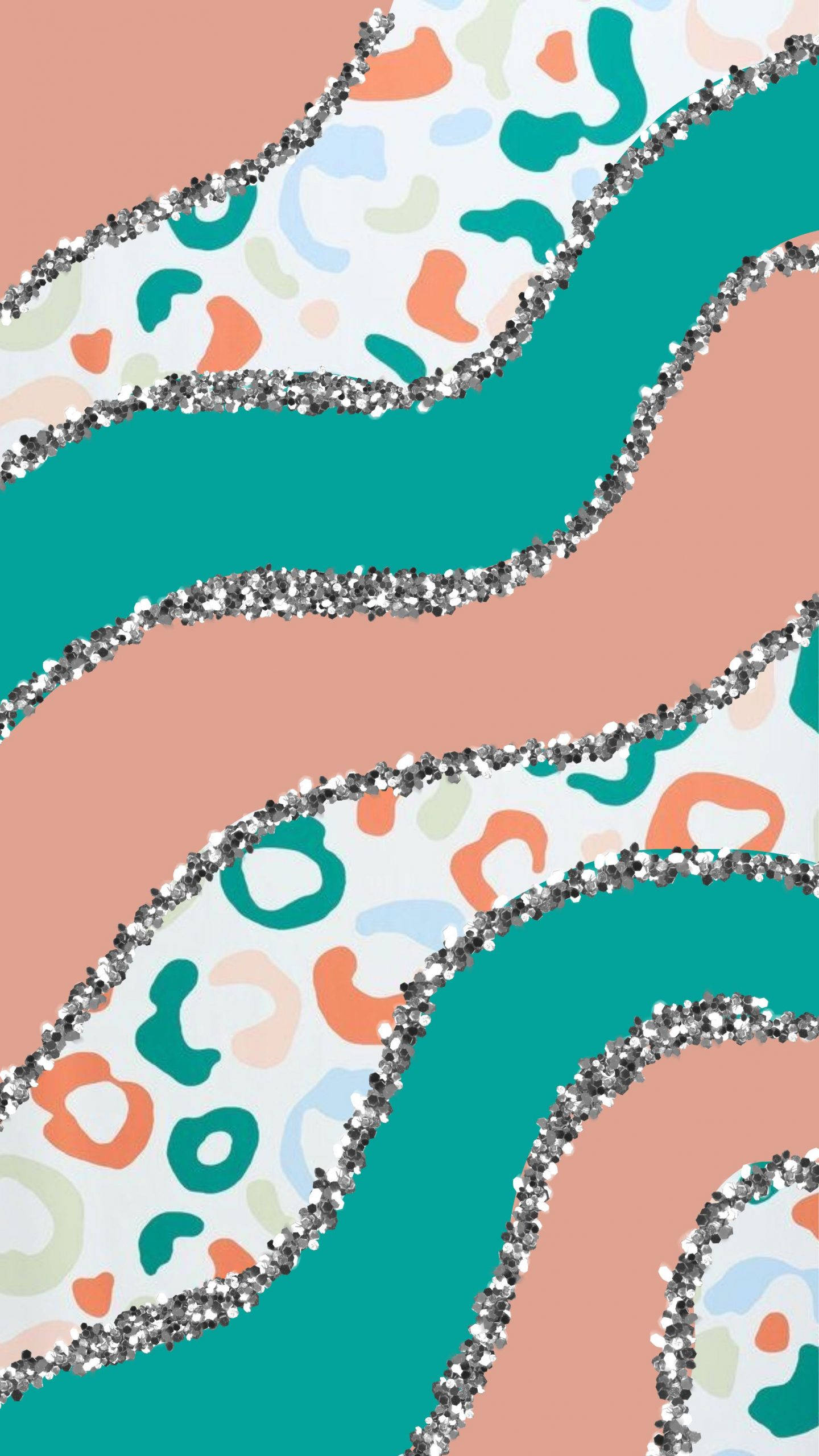 orange, green, leopard wave, 2K Phone Wallpaper