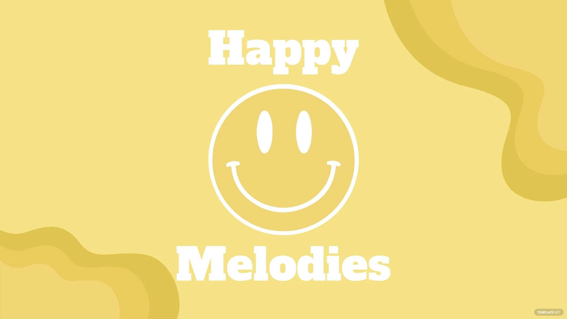 yellow happy melodies preppy pfp, white smiley face, soft yellow background, Full HD Desktop Wallpaper