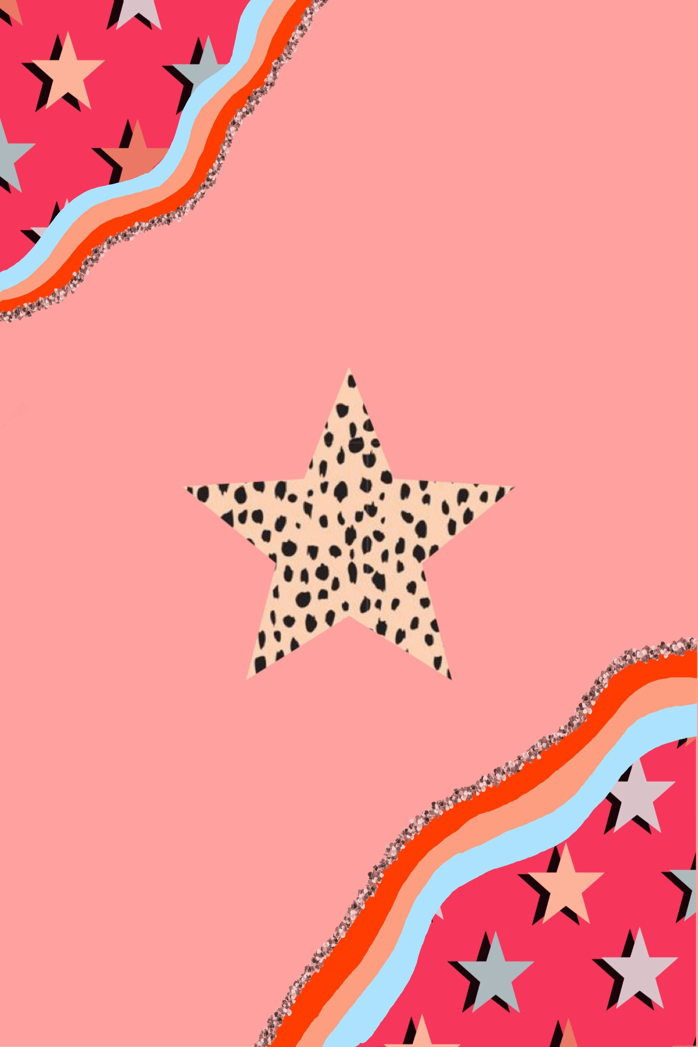 stars and curves pattern, leopard-print star, wavy borders, 2K Phone Wallpaper