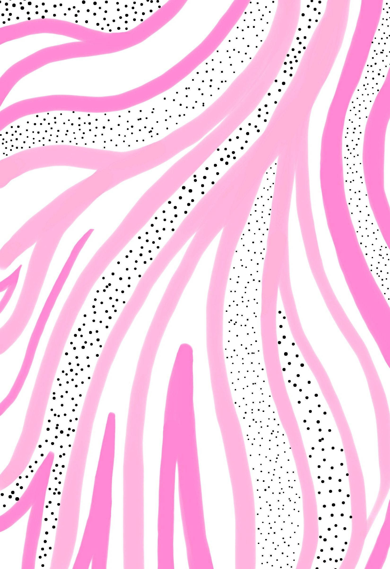 pink, wavy stripes, black dots, Full HD Phone Wallpaper