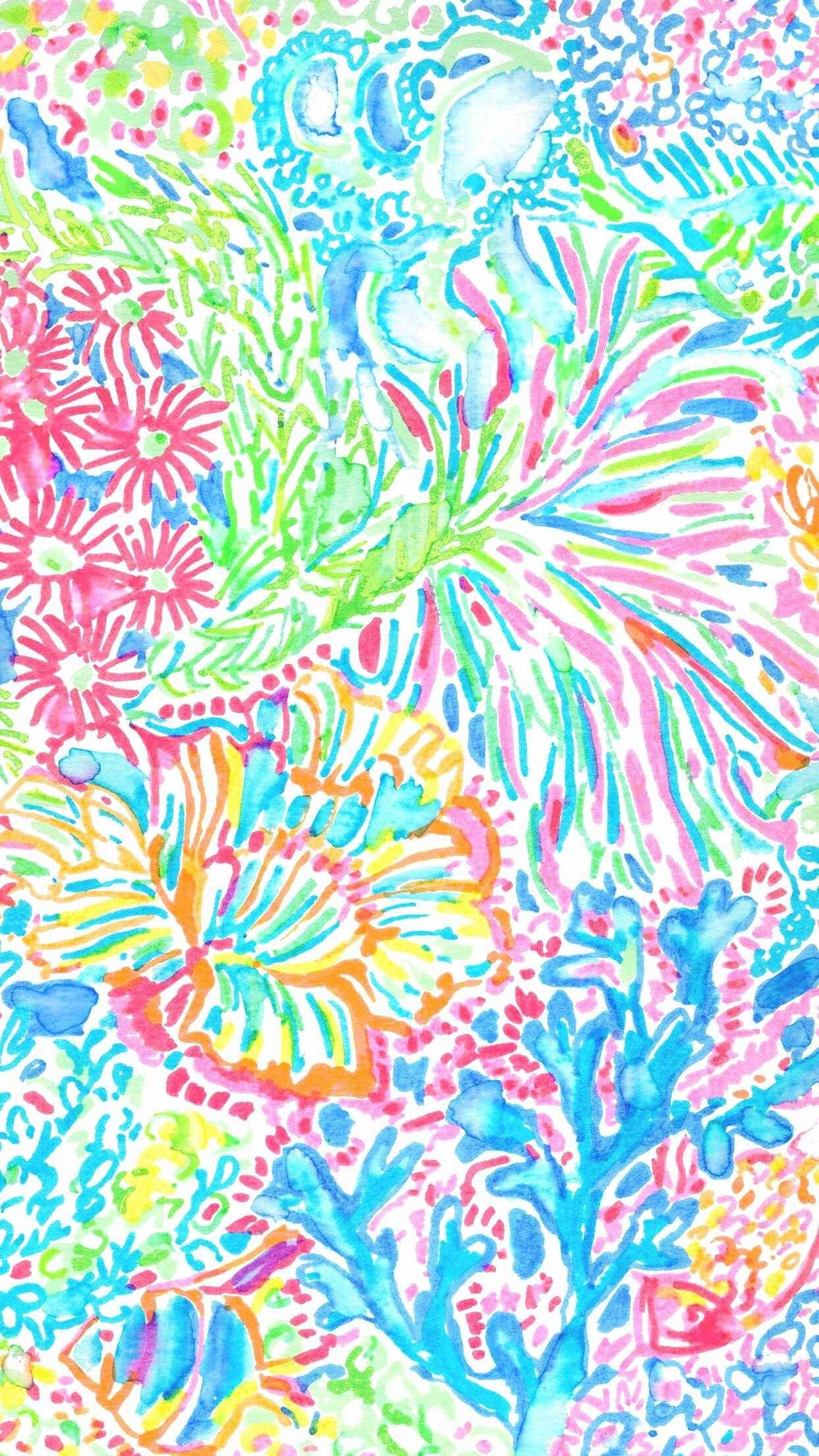 colorful flowers, reef, watercolor floral pattern, Full HD Phone Wallpaper
