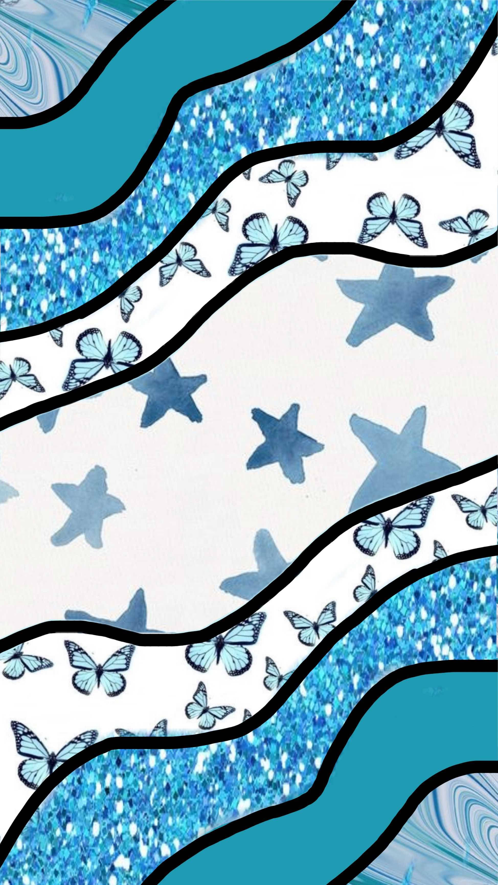 blue theme, preppy pfp, wavy blue glitter, 2K Phone Wallpaper