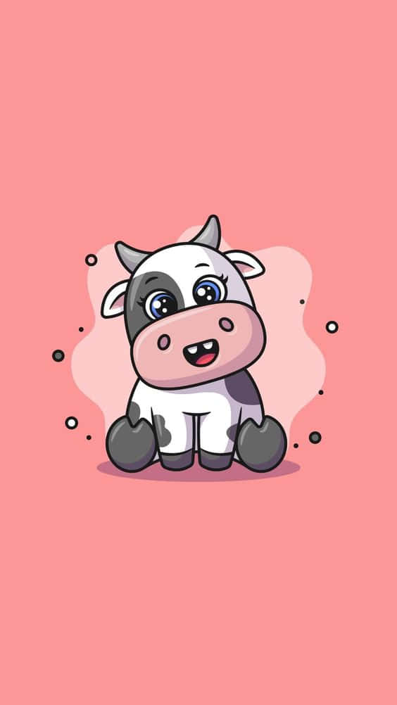 cute cartoon cow, big blue eyes, pink nose, SD Phone Wallpaper