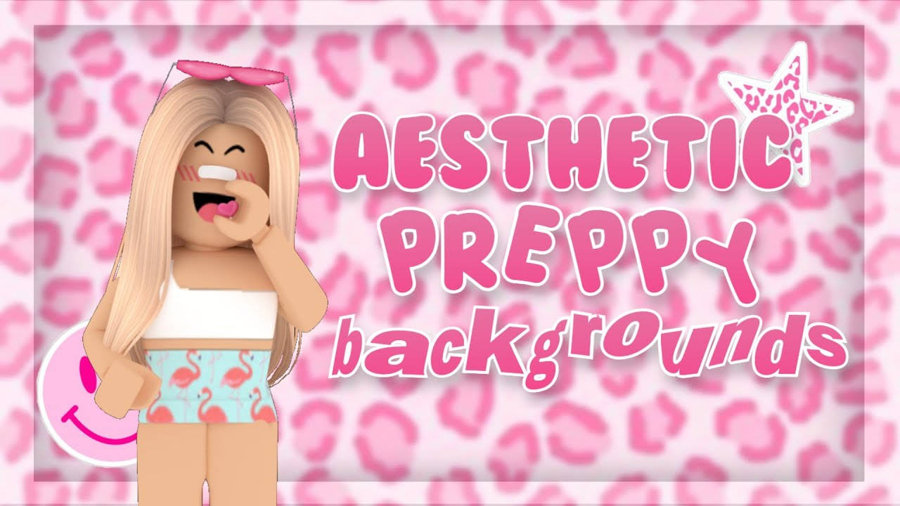 Roblox avatar, preppy attire, pink leopard print backdrop, HD Desktop Wallpaper