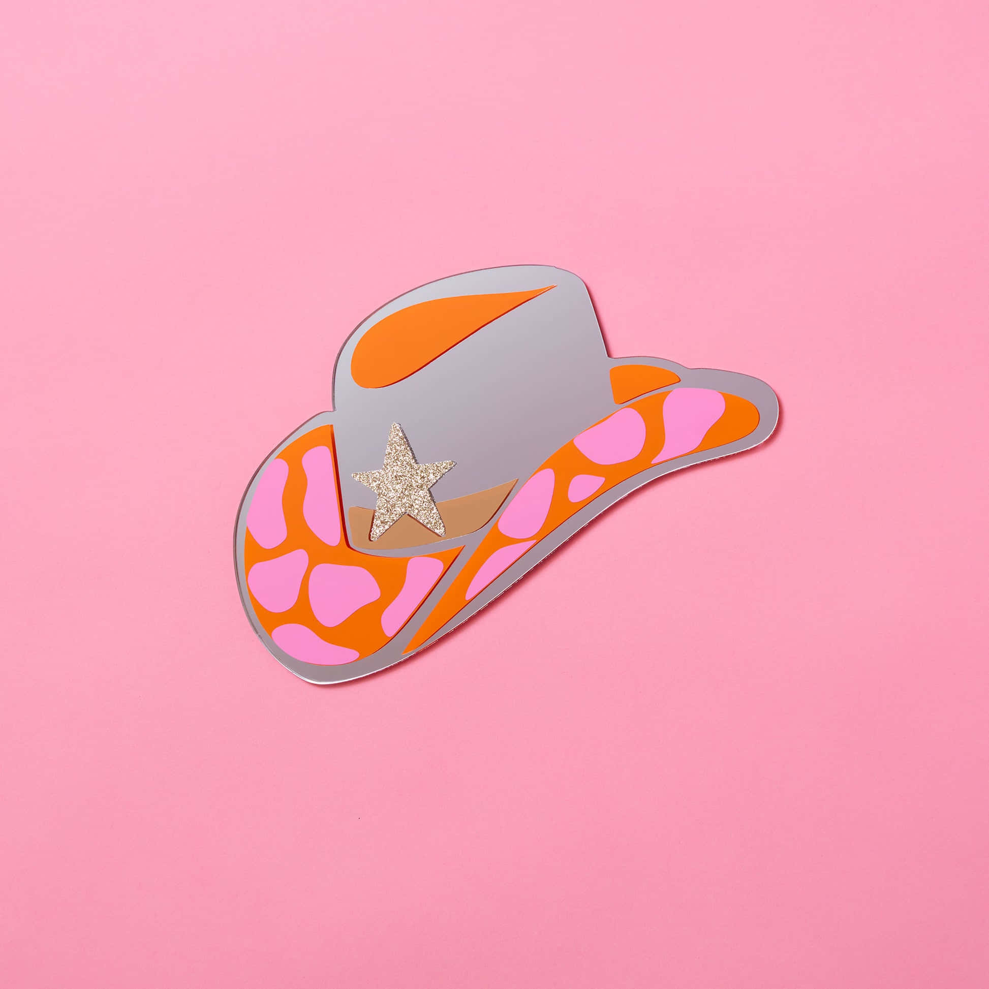 pink cowgirl hat aesthetic, giraffe print brim, silver star pin, Full HD Desktop Wallpaper