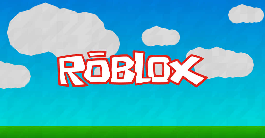 Roblox logo, red outlined, bright blue sky, SD Desktop Wallpaper
