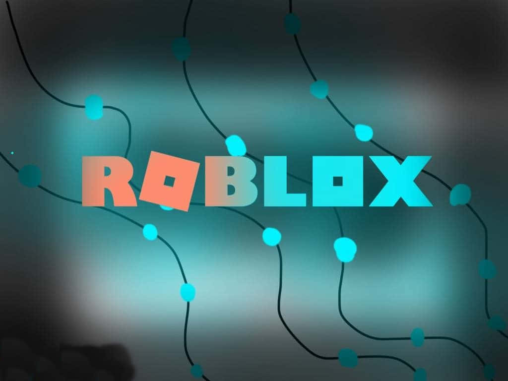 Roblox logo, teal, orange, SD Desktop Wallpaper