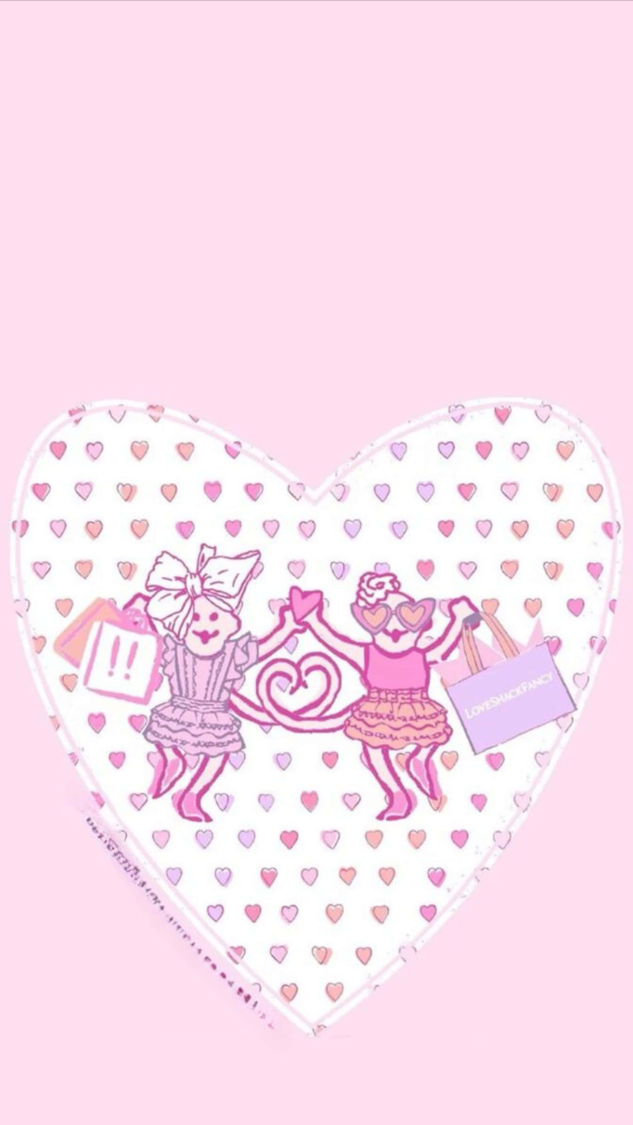 Preppy Roller Rabbit, heart pattern, pink outfits, 4K Phone Wallpaper