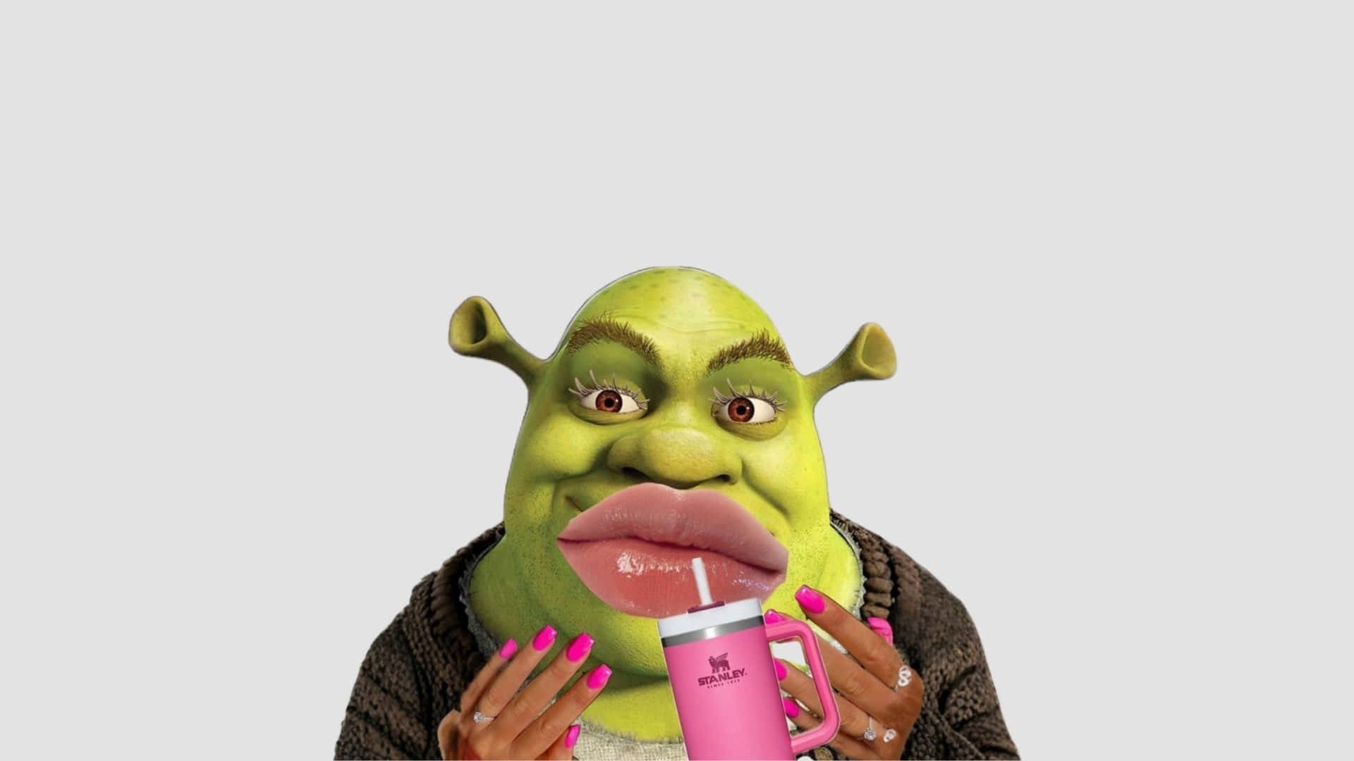 Preppy Shrek, Shrek, oversized lips, Full HD Desktop Wallpaper