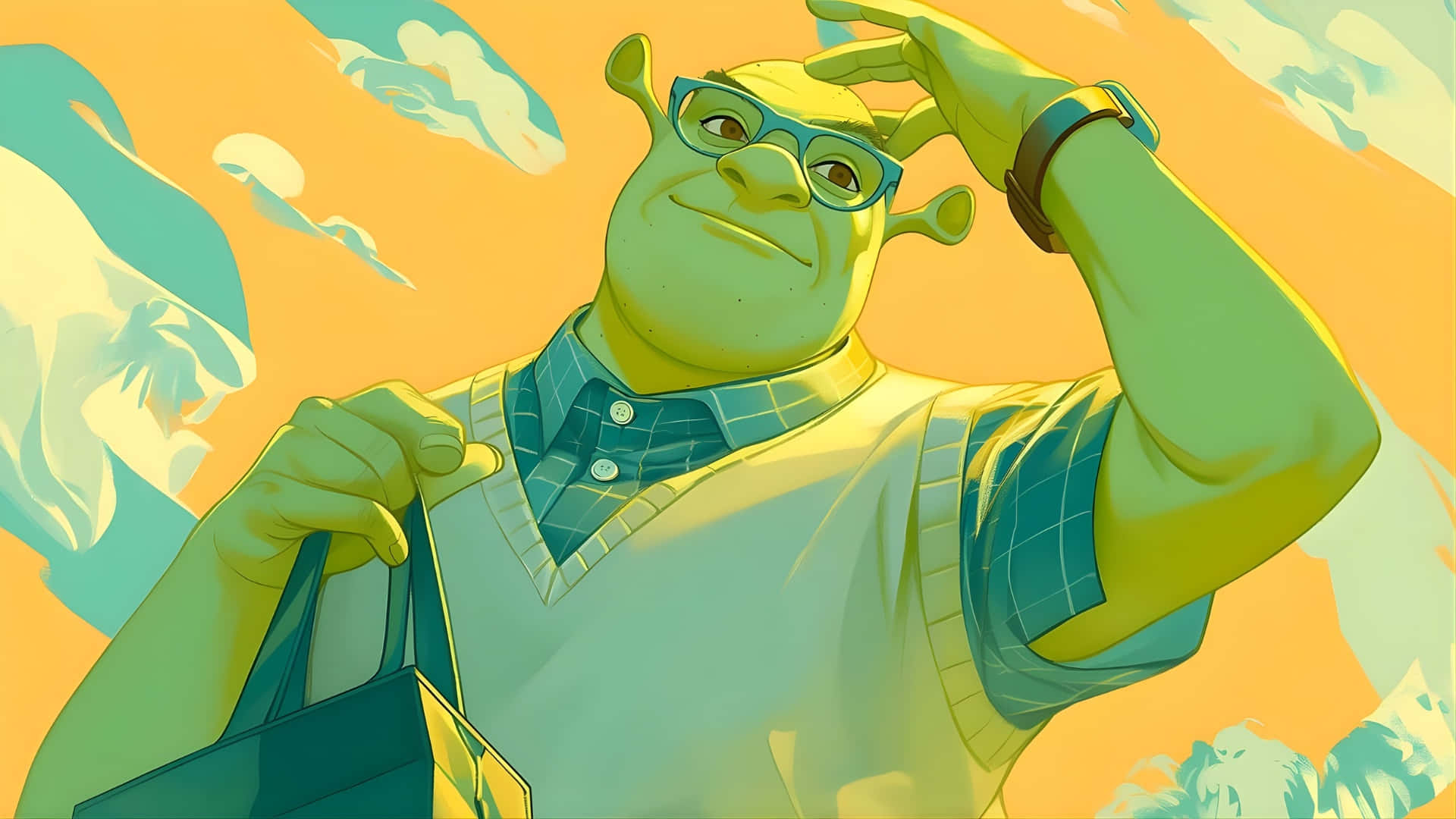 Shrek, glasses, vest, Full HD Desktop Wallpaper