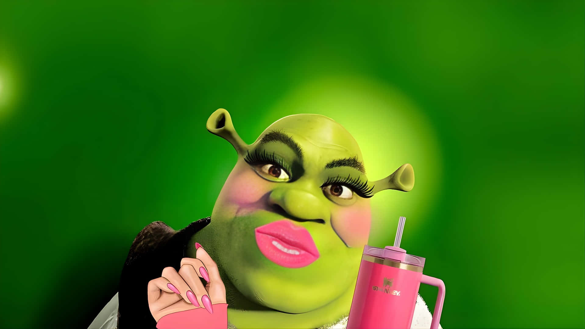Shrek, pink lips, pink nails, Full HD Desktop Wallpaper