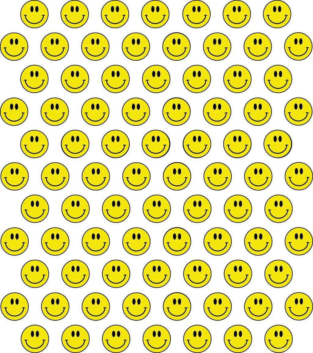 bright yellow smiley faces, black outlines, simple features, SD Phone Wallpaper