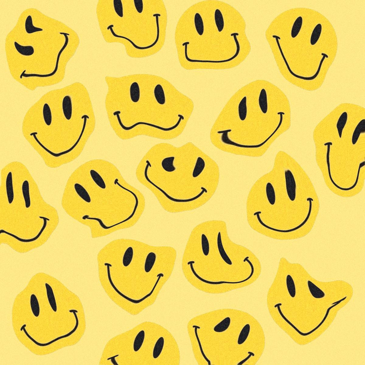 Preppy Smiley Face, warped yellow, hand-drawn yellow smiley faces, SD Desktop Wallpaper