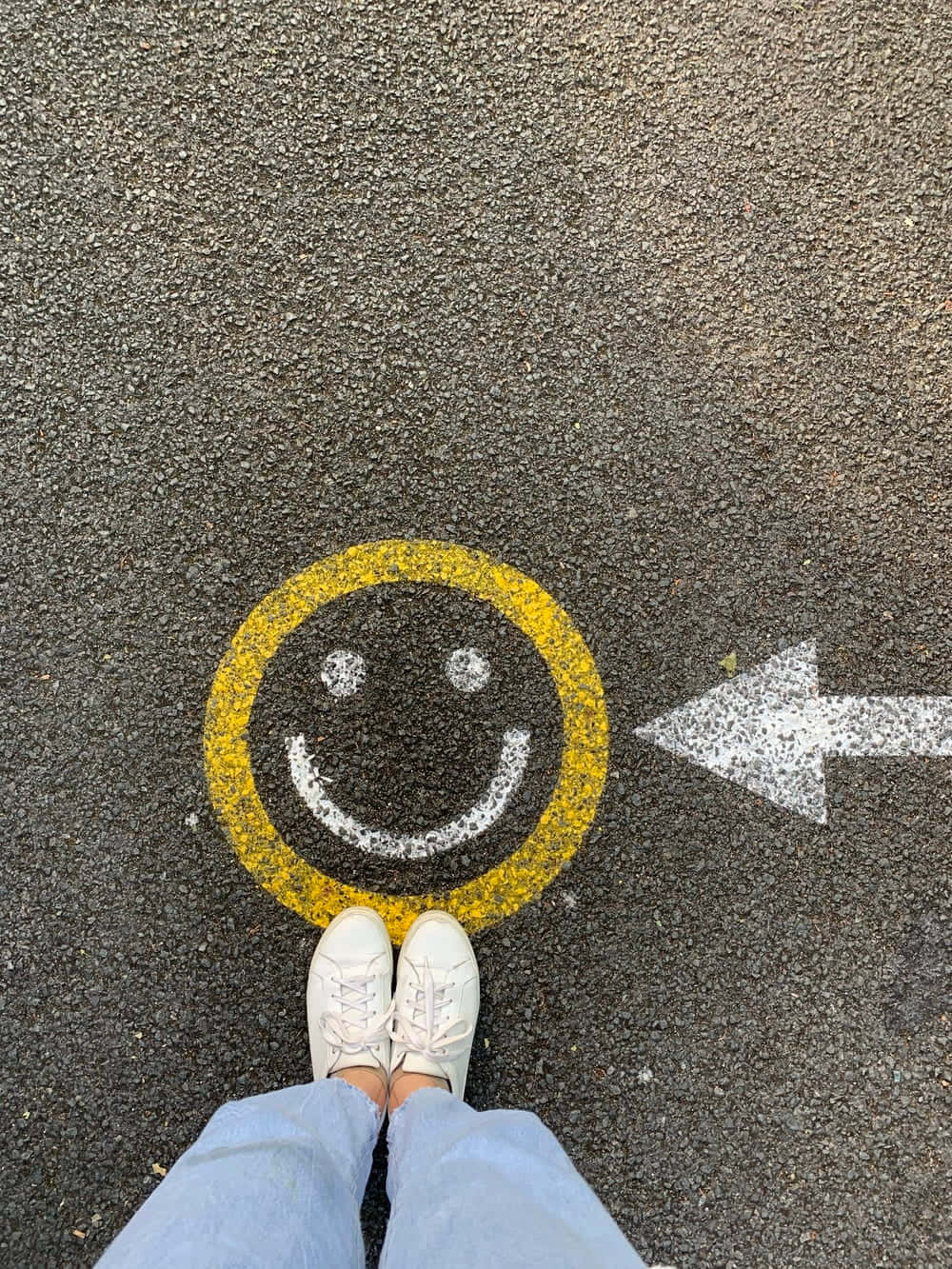 smiley face, white sneakers, asphalt, HD Phone Wallpaper