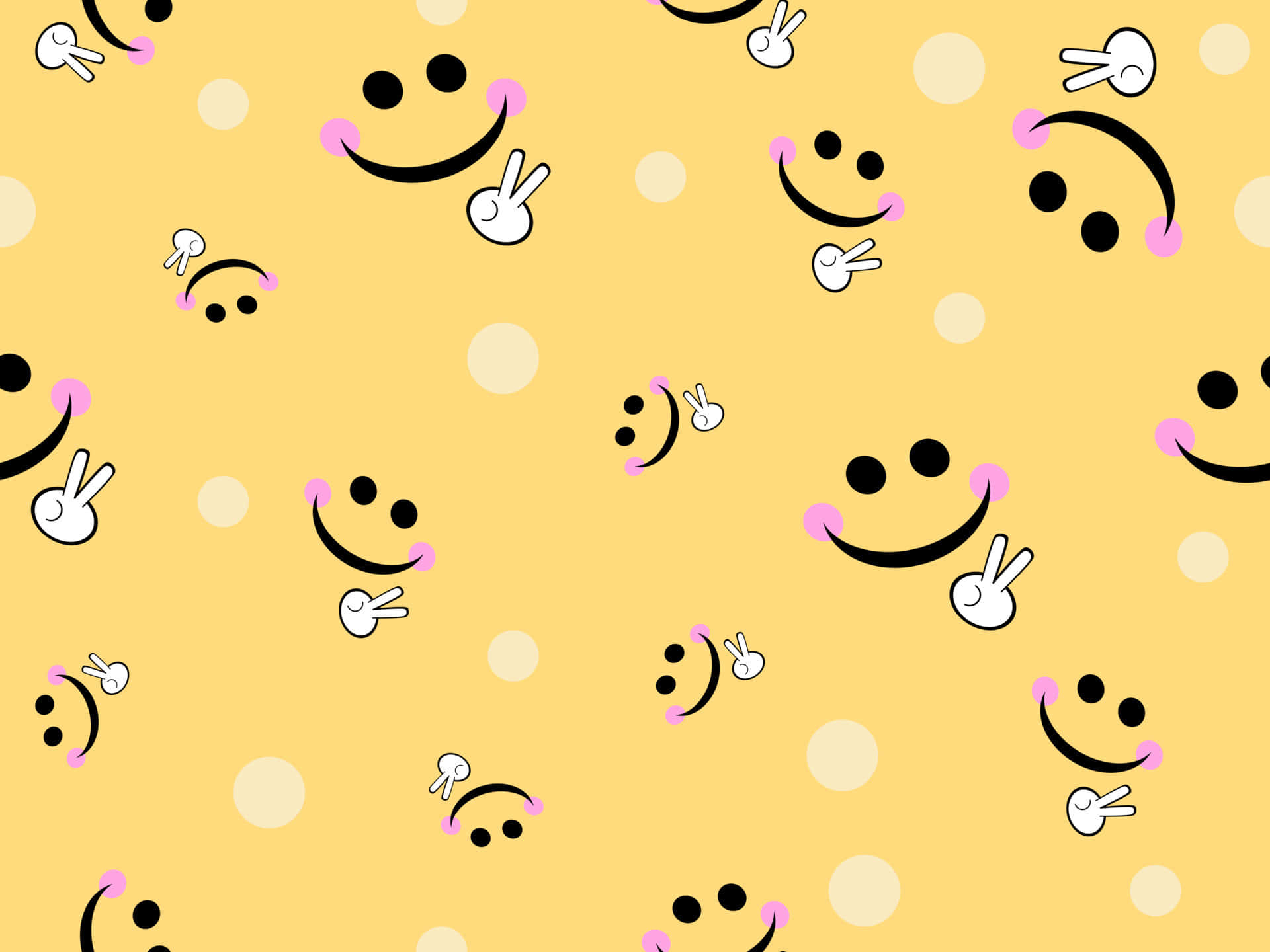 Preppy Smiley Pattern Aesthetic, cheerful yellow, smiling faces, Full HD Desktop Wallpaper