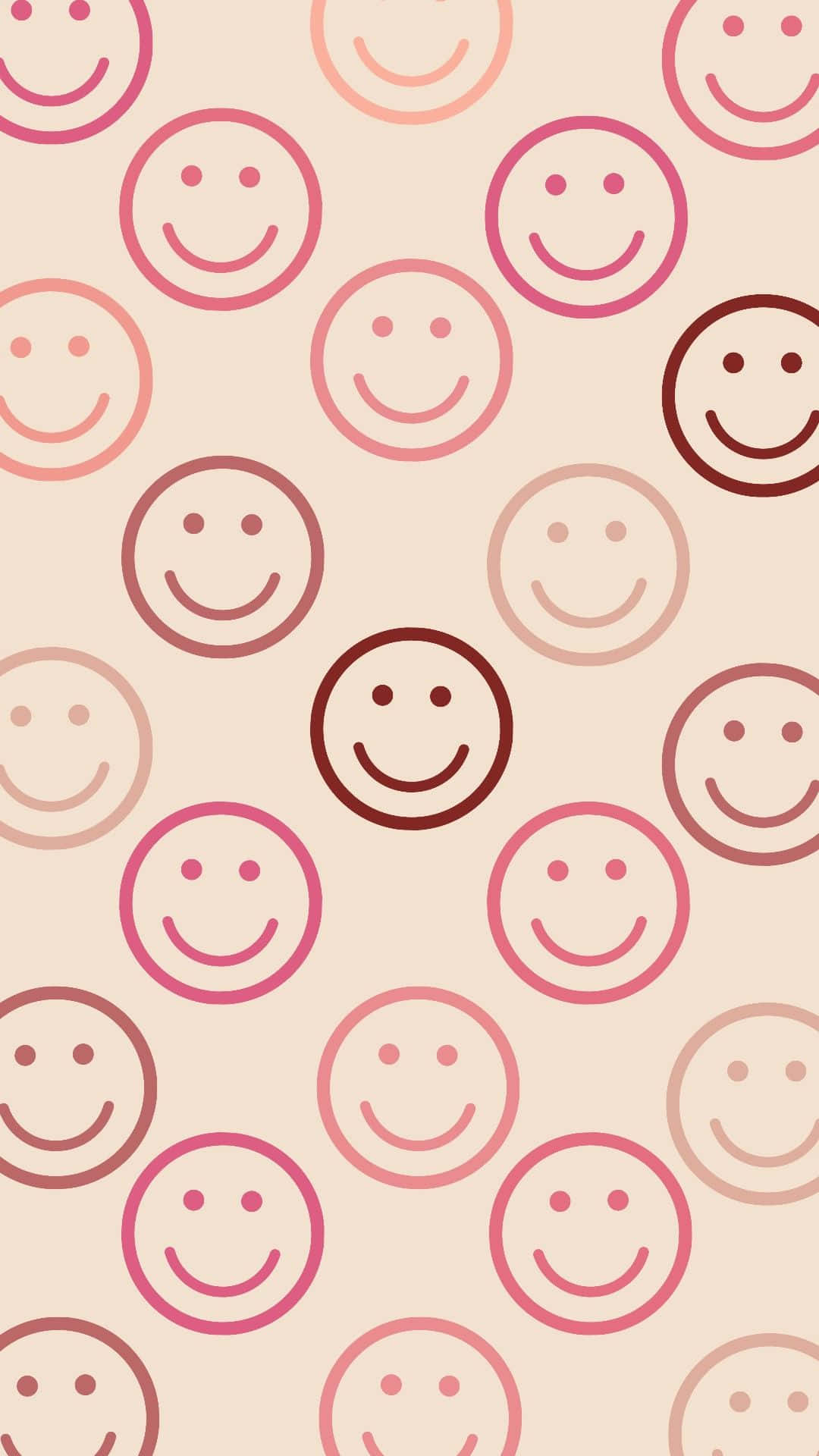 Preppy Smiley Pattern Aesthetic, soft pink, brown, Full HD Phone Wallpaper