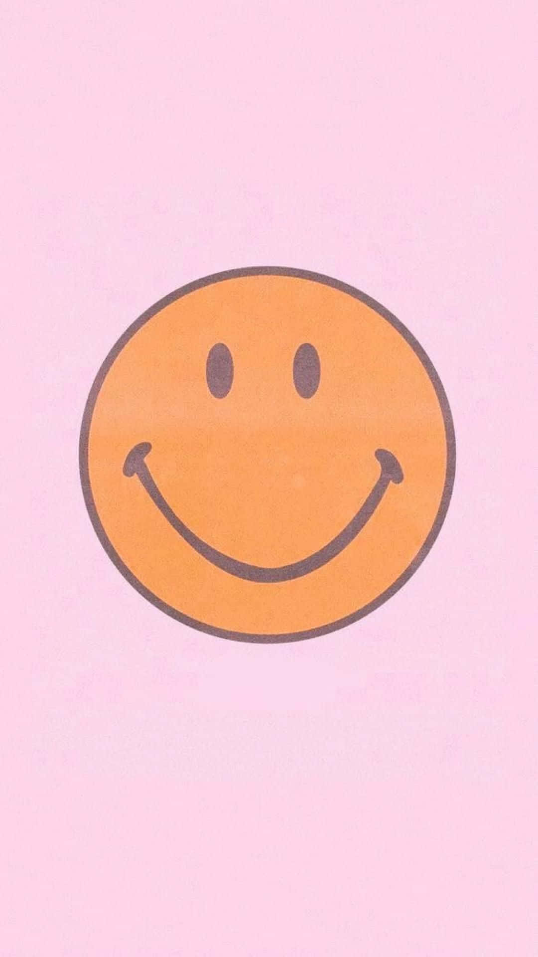 Preppy Smiley Face, pink background, orange smiley face, Full HD Phone Wallpaper