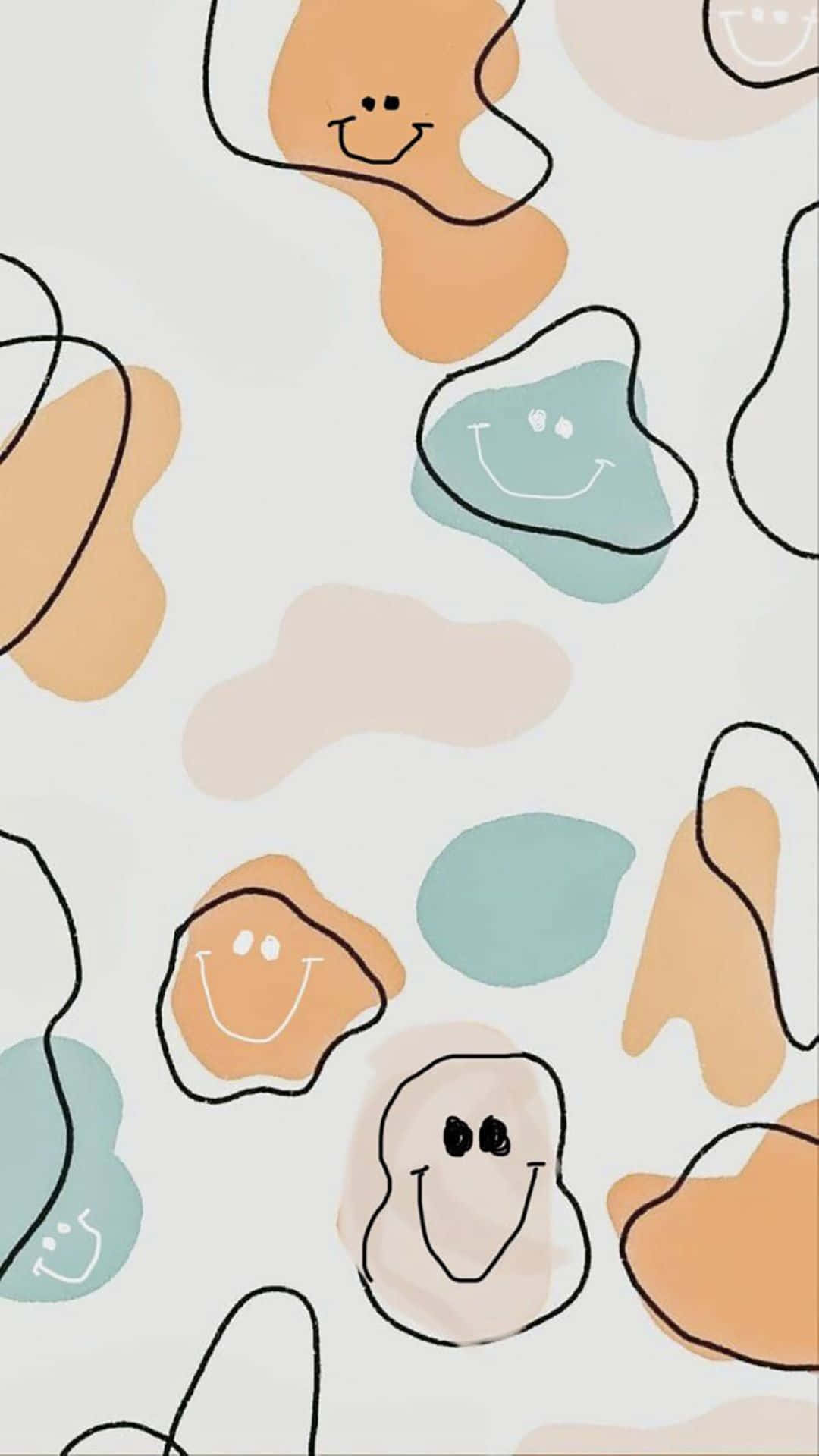 Preppy Smiley Aesthetic, pastel tones, black outline, HD Phone Wallpaper