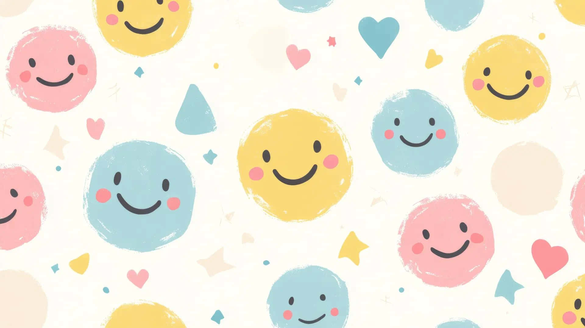 Preppy Smiley Pattern Aesthetic, pastel-colored, smiling faces, Full HD Desktop Wallpaper