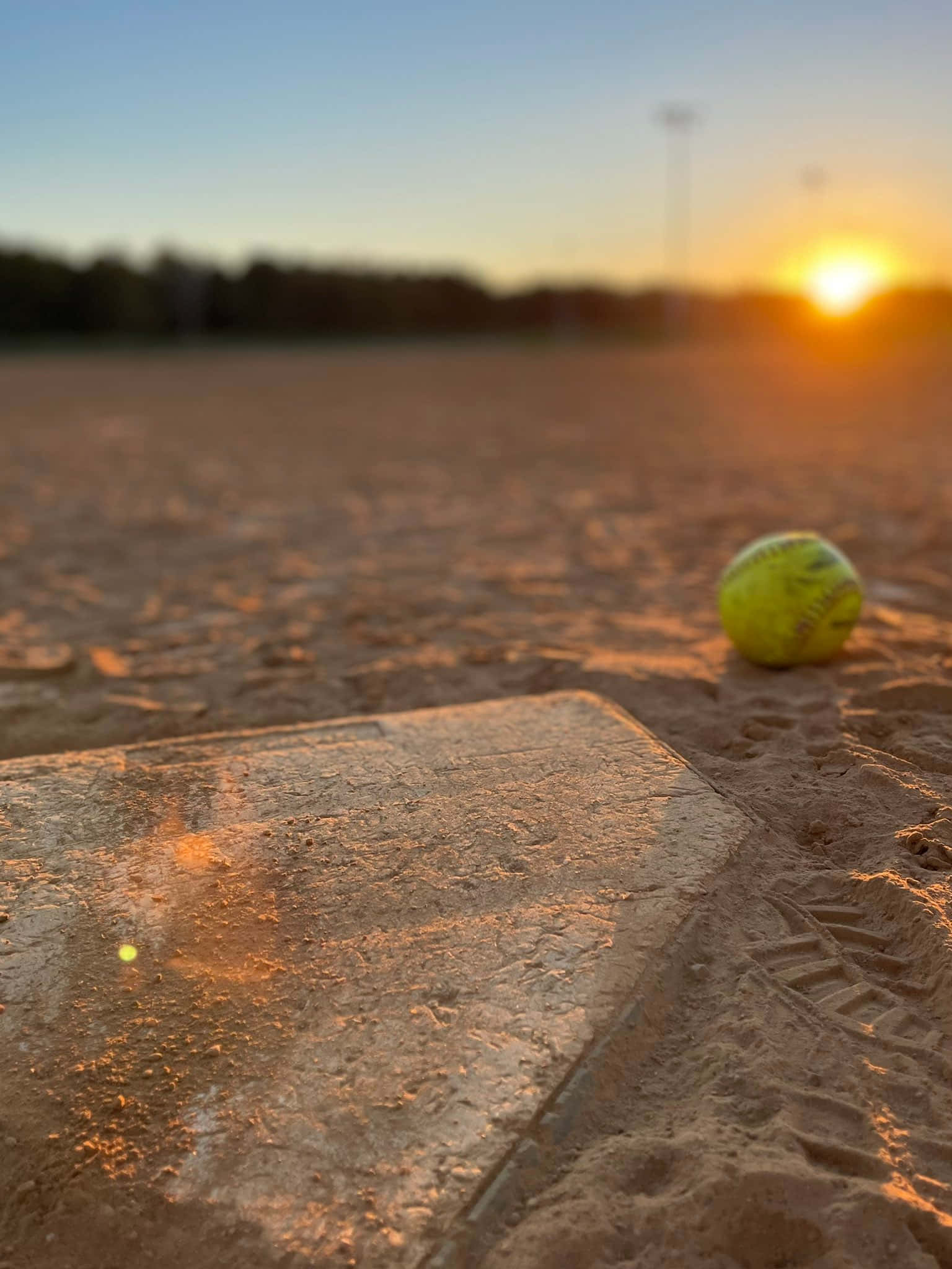 sunlight, sunset, yellow softball, Full HD Phone Wallpaper