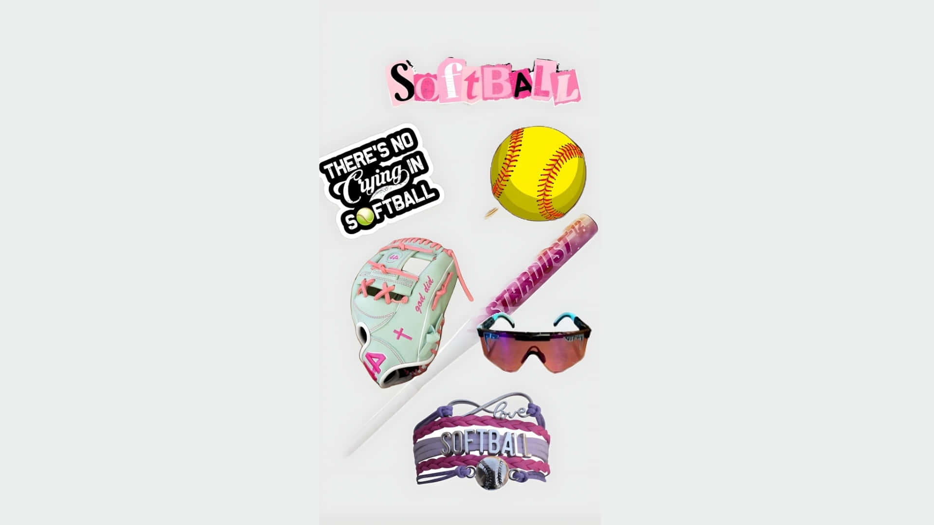 preppy softball, vibrant pink, yellow, Full HD Desktop Wallpaper